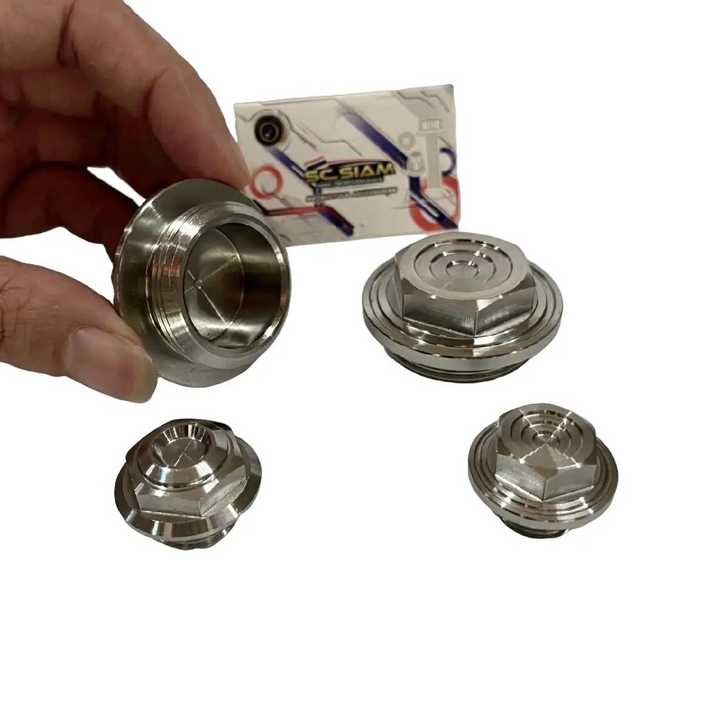 น๊อตอุดจานไฟเลส ใส่ W-125 หลบตัวประคองข้อเหวี่ยง งานSC SIAM