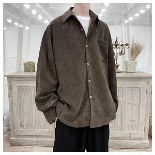 56MEN Men Shirt Fashion C601 เสื้อเชิ้ตผู้ชาย เสื้อลูกฟูก เชิ้ตแขนยาว สีพื้น เสื้อคลุม เชิ้ตลำลอง