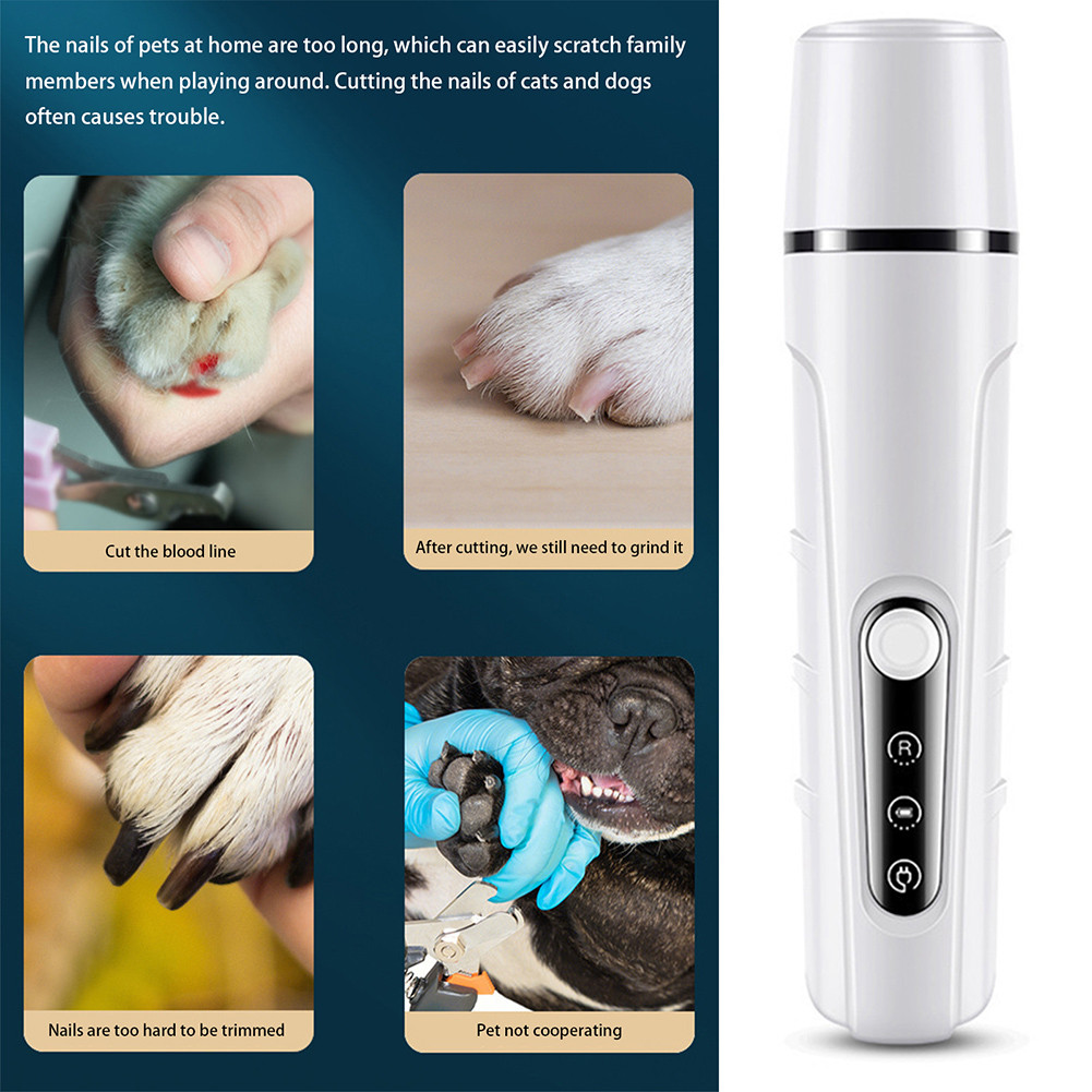 สัตว์เลี้ยงเล็บเครื่องบดพร้อมไฟ LED 3 ความเร็วไฟฟ้าไร้สาย Paws Grooming เครื่องมือสําหรับสัตว์เลี้ยงแมวสุนัข
