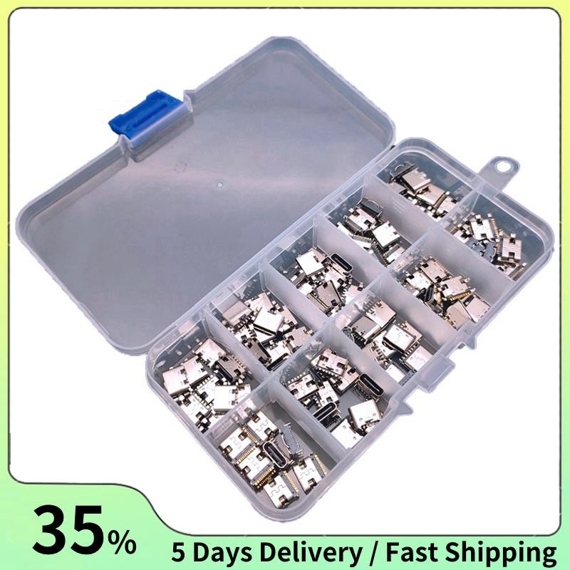 100 ชิ้น/ล็อต 10 รุ่น Type-C USB ชาร์จ Dock Connectors ผสม 6Pin และ 16Pin ใช้สําหรับโทรศัพท์และผลิตภัณฑ์ดิจิตอลชุดซ่อม