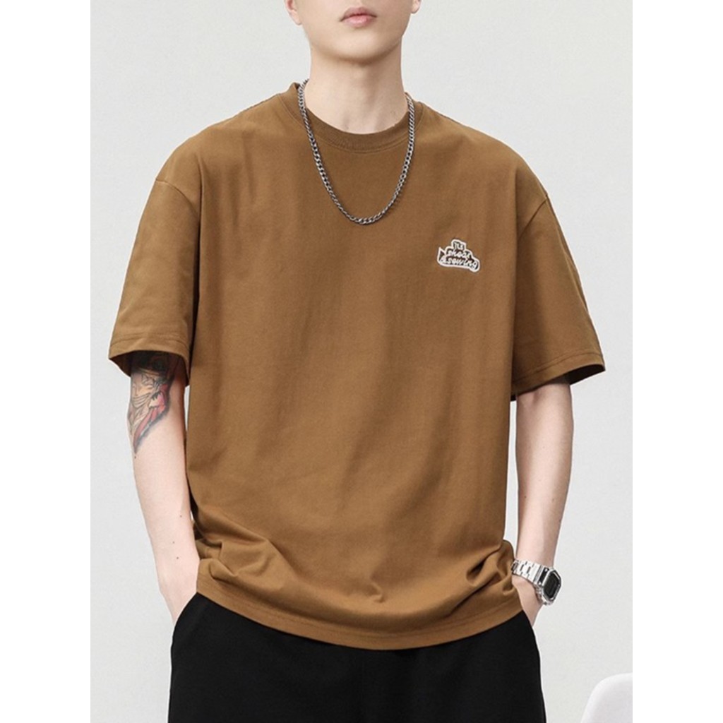 (จัดส่งตลอด 24 ชั่วโมง)Woo Right เสื้อยืดแขนสั้น เสื้อยืดผู้ชาย สีทึบ เรียบง่ายและจับคู่ได้ง่าย ผ้าวาฟเฟิล รู้สึกดีมีคุณ