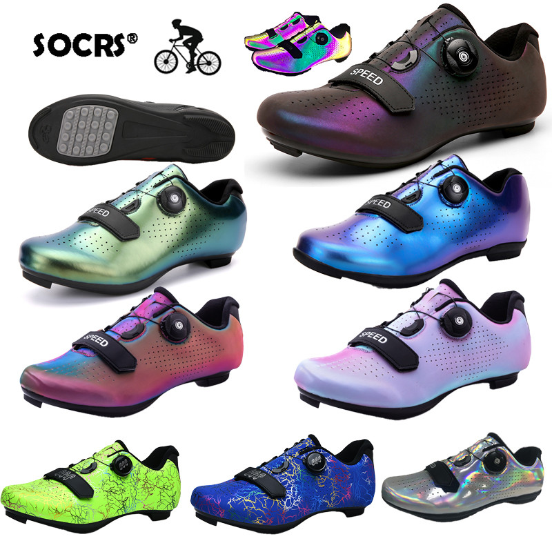 SOCRS สีสะท้อนแสง Luminous ขี่จักรยาน Cleat รองเท้า RB ความเร็วรองเท้า Non-Locked SPD รองเท้าจักรยาน MTB จักรยานเสือหมอบรองเท้าขนาดใหญ่ 36-47