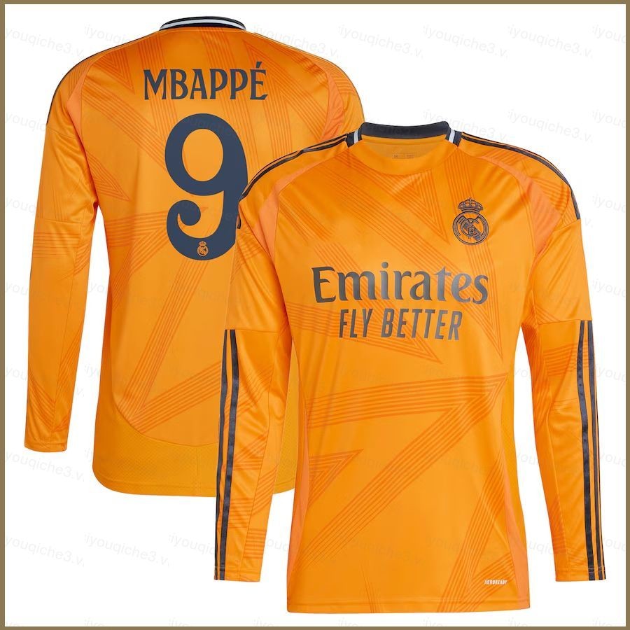 Gh 2024-2025 La Liga Real Madrid Football Club Mbappe Away Jersey เสื้อฟุตบอลแขนยาวขนาดบวก