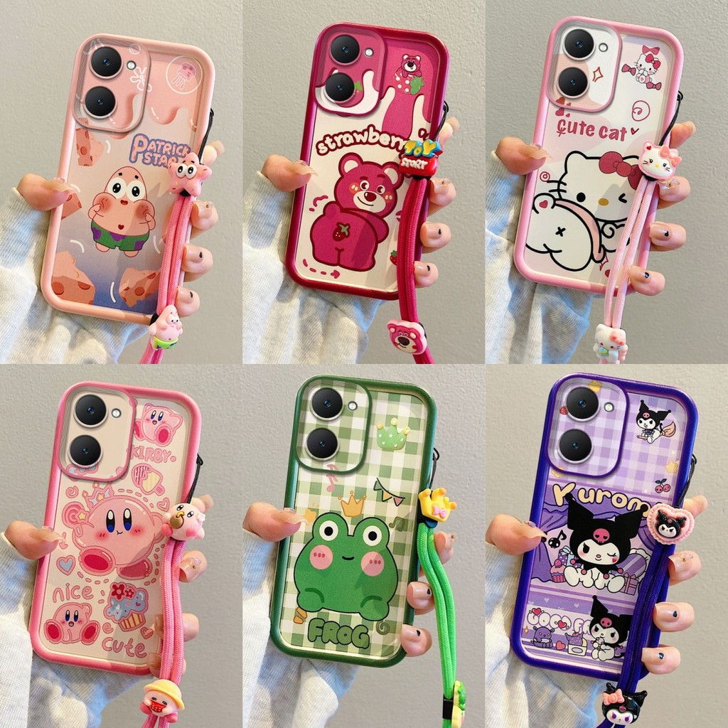 เคส Vivo Y18/Y18S/Y03/Y03T/Y28S สีชมพู KT Cat/Fart Strawberry Bear/Cheese Pie Superstar/Kuromi Grid/Frog Crown/Kirby เคสโทรศัพท์ซิลิโคน