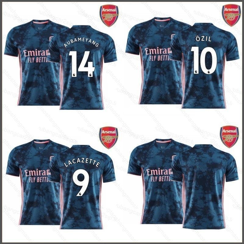 2020-2021 Arsenal Away เสื้อฟุตบอล Lacazette Ozil Aubameyang TShirt เสื้อกีฬาเสื้อฟุตบอลขนาดบวก