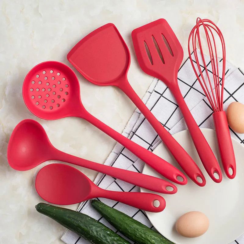 Kitchen Silicone Non-stick Cooking Spoon Spatula Ladle Egg Beaters Utensils Dinnerware Set Cooking T