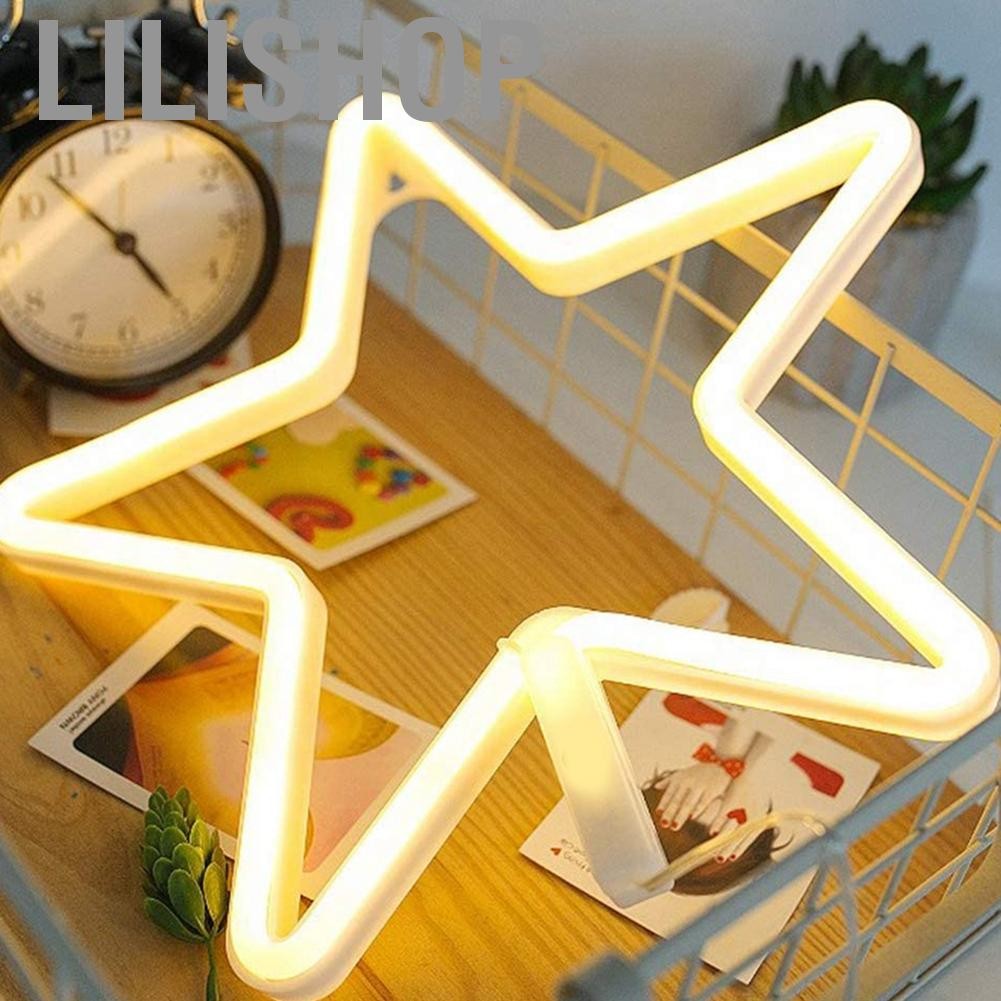[Ready Stock] Lilishop ไฟนีออน LED รูปดาว USB Night สำหรับงานปาร์ตี้ที่บ้านผนังห้องนั่งเล่น De FS