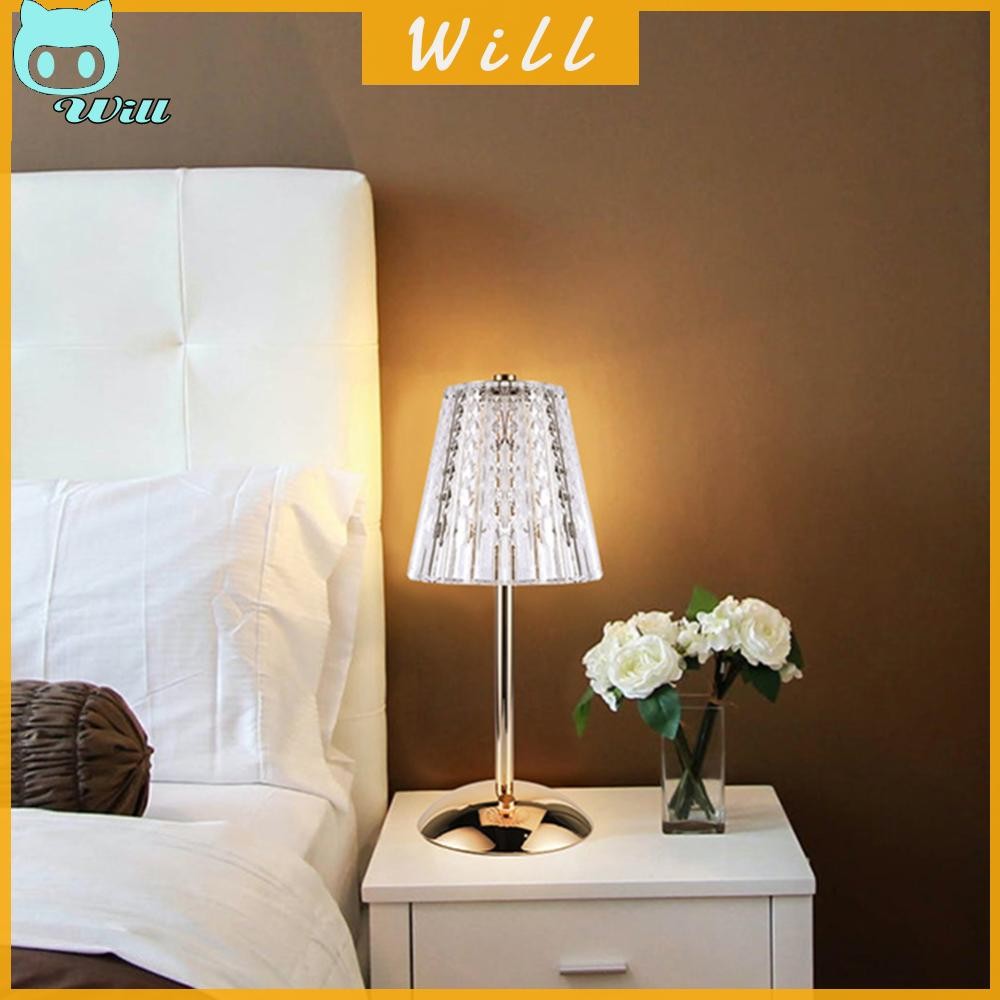 โคมไฟตั้งโต๊ะคริสตัล 3 สี นํา โคมไฟตั้งโต๊ะหรี่แสงได้ตกแต่งบาร์แบบชาร์จไฟได้ - รูปที่ 4