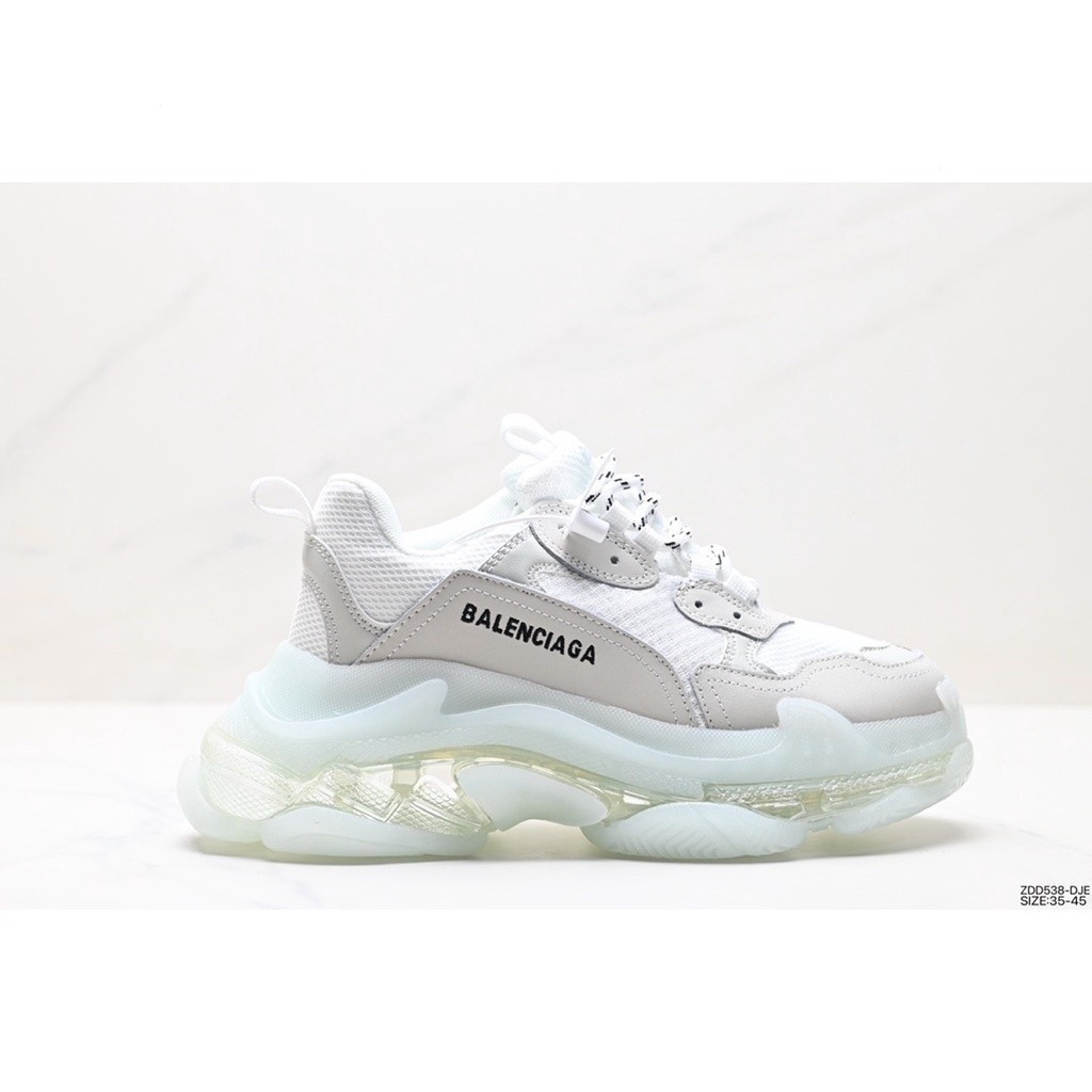 ✅Balenciaga Triple S Balenciaga Triple ทํารองเท้าป๊อปพื้นหนาเก่าพื้นรองเท้าคอมโบรองเท้าผ้าใบรุ่นสะสม