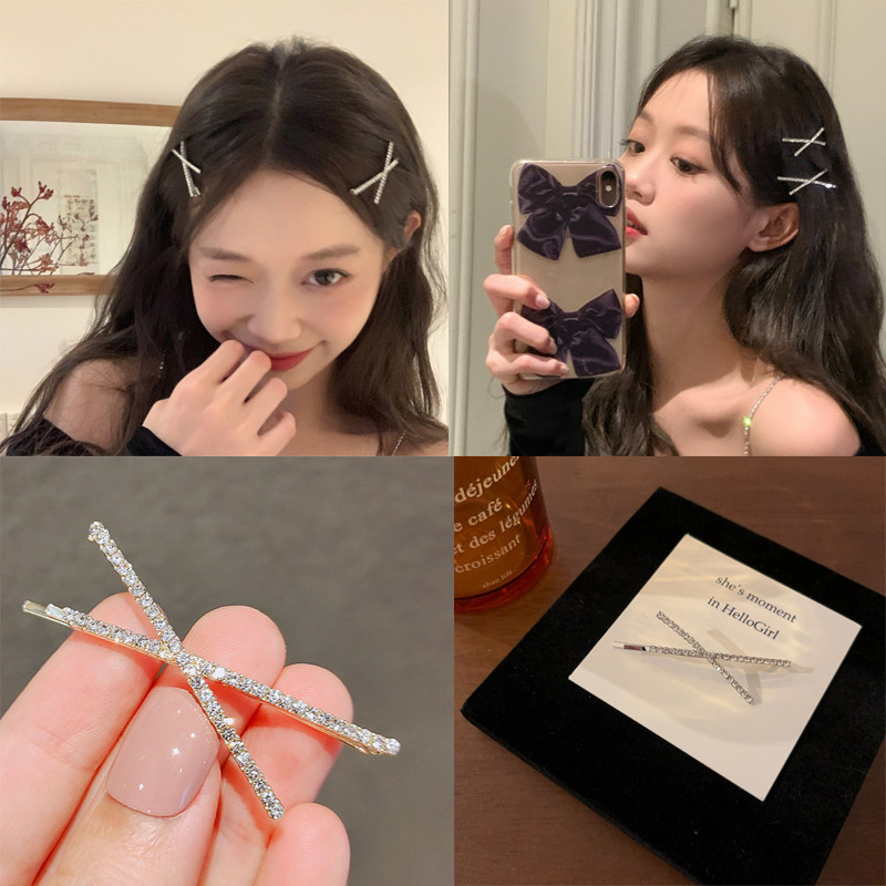 Silver Bling INS โลหะ X รูปร่าง Shine Hairpin Bangs คลิปเครื่องประดับผม