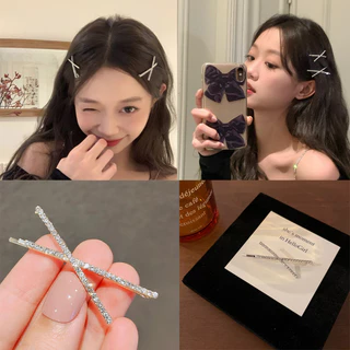 Silver Bling INS โลหะ X รูปร่าง Shine Hairpin Bangs คลิปเครื่องประดับผม