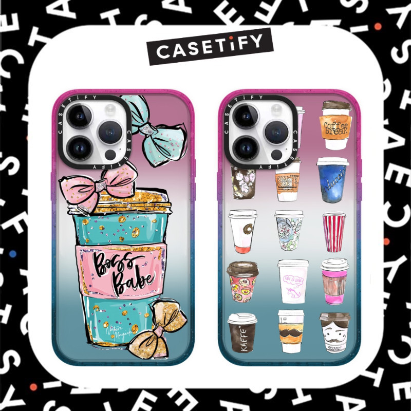 【Cotton Candy】casetify ถ้วยกาแฟ Marshmallow เคสโทรศัพท์ไล่โทนสีกันกระแทกสําหรับ iPhone 16ProMax 16Pro 16 14 13 12 15 Pro Max เคสโทรศัพท์