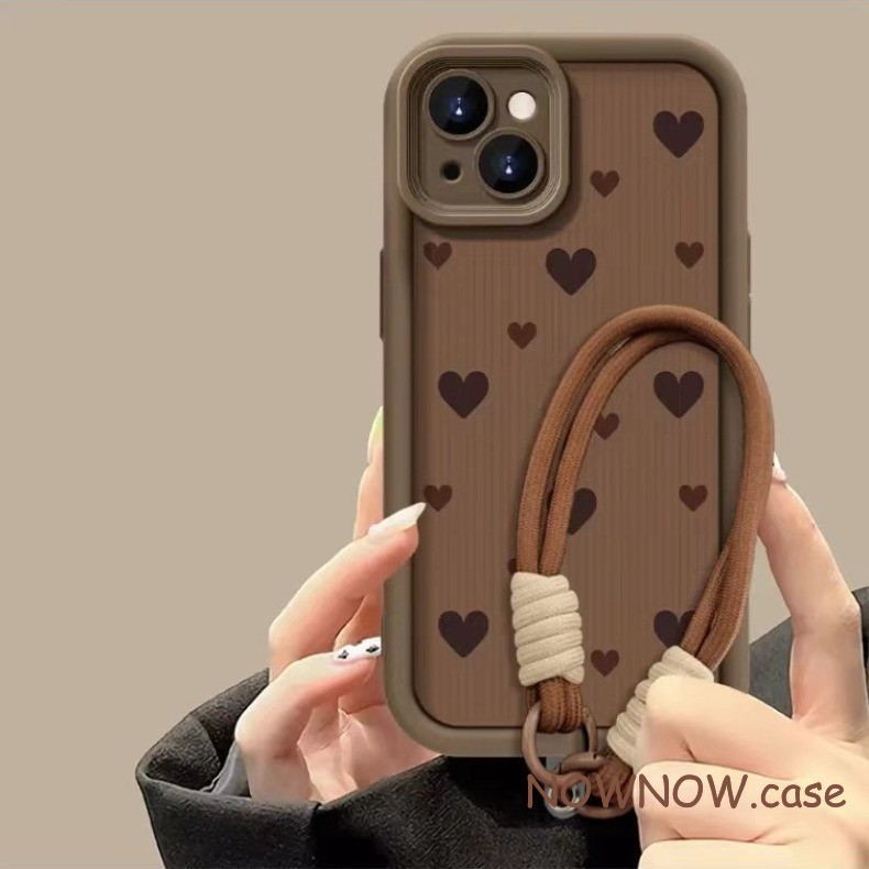 Iphone 16 15 14 13 12 11 Pro Max X XR Max 7 8 Plus INS Cool สีน้ําตาลเต็มหน้าจอ Love ฤดูใบไม้ร่วงเคสโทรศัพท์ Case ปกอ่อน