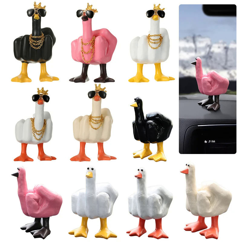 Middle Finger Duck Decorative Figurine Resin Tabletop Duck Ornament 7.5cm Mini Duck Decor for Home G