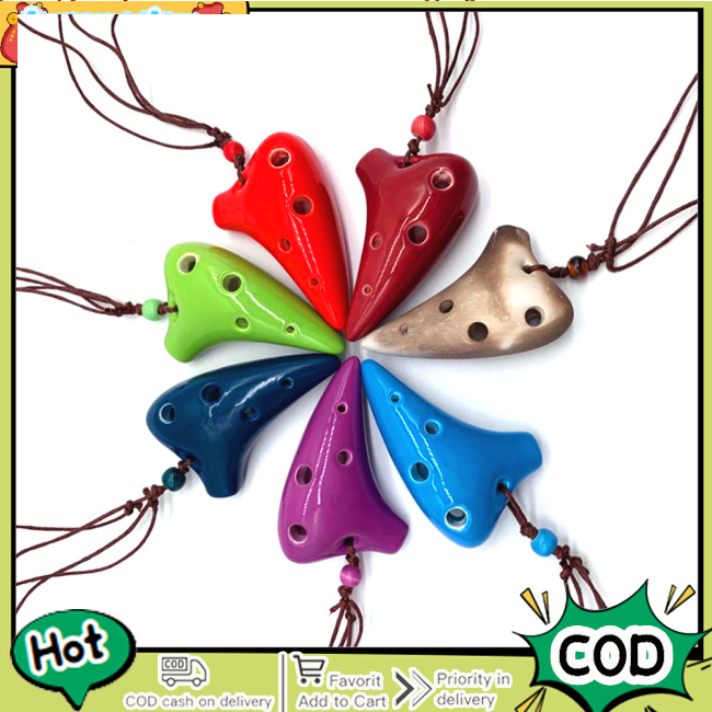 6 หลุมเซรามิค Ocarina Sc Tone Mini Ocarina เครื่องดนตรี Lanyard Music Score สําหรับคนรักเพลงเริ่มต้น