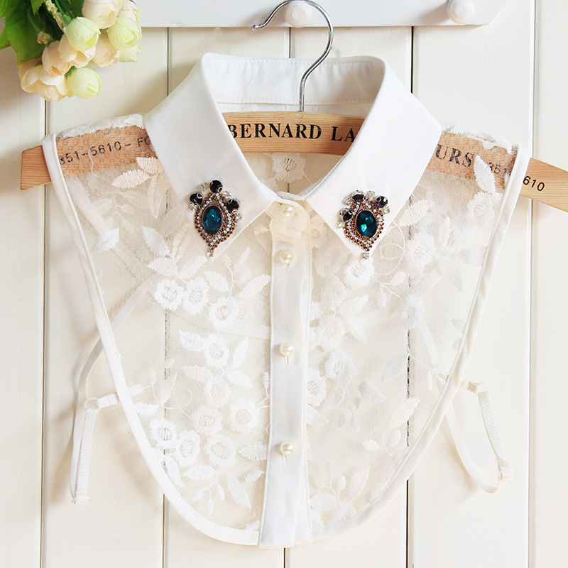 คอปกปลอมปกเสื้อประดับด้วยเพชรประดับด้วยลูกปัดคอปกปลอมเครื่องประดับคอปกปลอมแมทช์ลุคง่ายเสื้อคอปกลูกไม