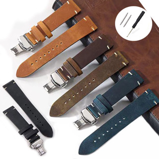 น้ํามันขี้ผึ้งหนังสายนาฬิกาวินเทจสร้อยข้อมือหนังแท้หนังวัวนา…