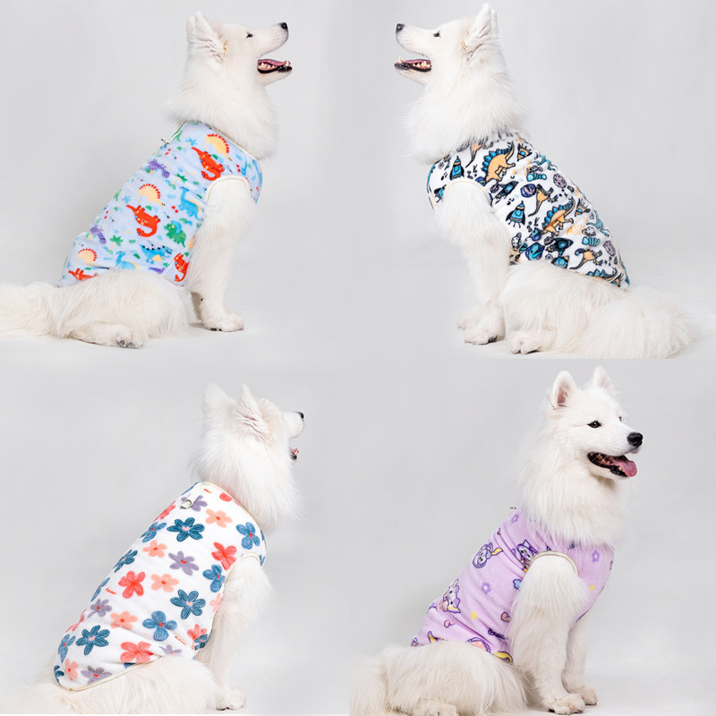 เสื้อผ้าฤดูใบไม้ร่วงและฤดูหนาวสำหรับสุนัขเสื้อผ้าผ้าสักหลาด Samoyed Bianmu สุนัขขนาดใหญ่และขนาดกลางน่ารักขนาดใหญ่ชุดลำลองเสื้อกั๊กแขนกุด