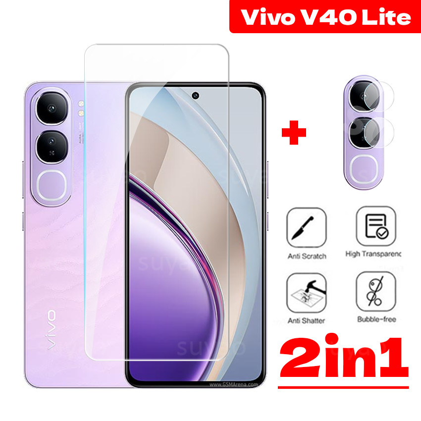 ฟิล์มกระจกนิรภัยใส 9H สําหรับ Vivo Y31/V50/V40/V60 Lite/Y21d/Y200/Y19s/V40 Lite ป้องกันหน้าจอและเลนส์กล้อง