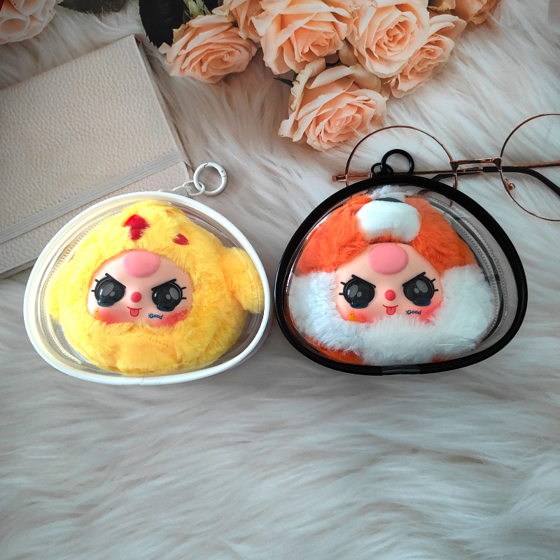 สไตล์ใหม่ลาบู ผ้าฝ้ายตุ๊กตากระเป๋าการ์ตูนเด็กสาม โวลต์3ตุ๊กตาถุงเก็บพีวีซีใสฝุ่นตุ๊กตาแสดงกระเป๋าสร้างสรรค์จี้มัลติฟังก์ชั่ถุงเก็บ