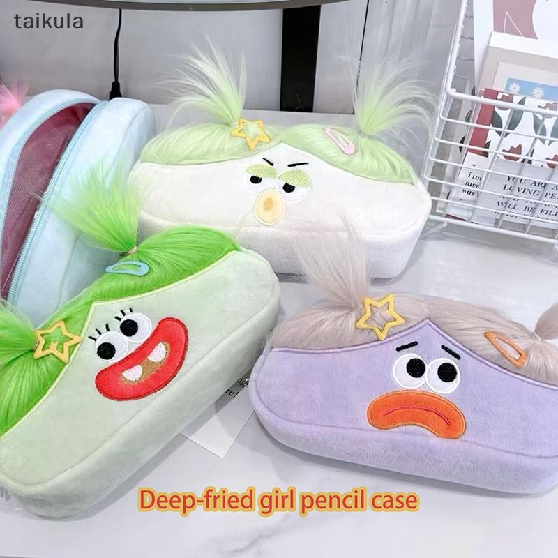 Qwq Kawaii ตลกขนาดใหญ่ความจุ Plush กระเป๋าดินสอการ์ตูนสร้างสรรค์ Big ปากสาวปากกาแบบพกพาเครื่องเขียนของขวัญ taikula