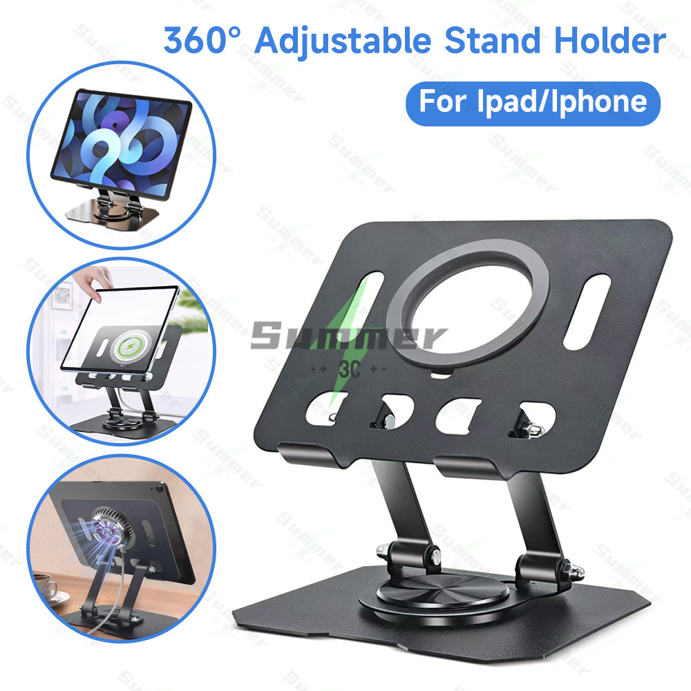 ขาตั้ง iPad ขาตั้งแท็บเล็ตแบบปรับได้สำหรับโต๊ะ ขาตั้งจอหมุนได้ 360°สำหรับ iPhone ขนาด 4.7-12.9 นิ้ว สำหรับโต๊ะ/PS/สวิตช์