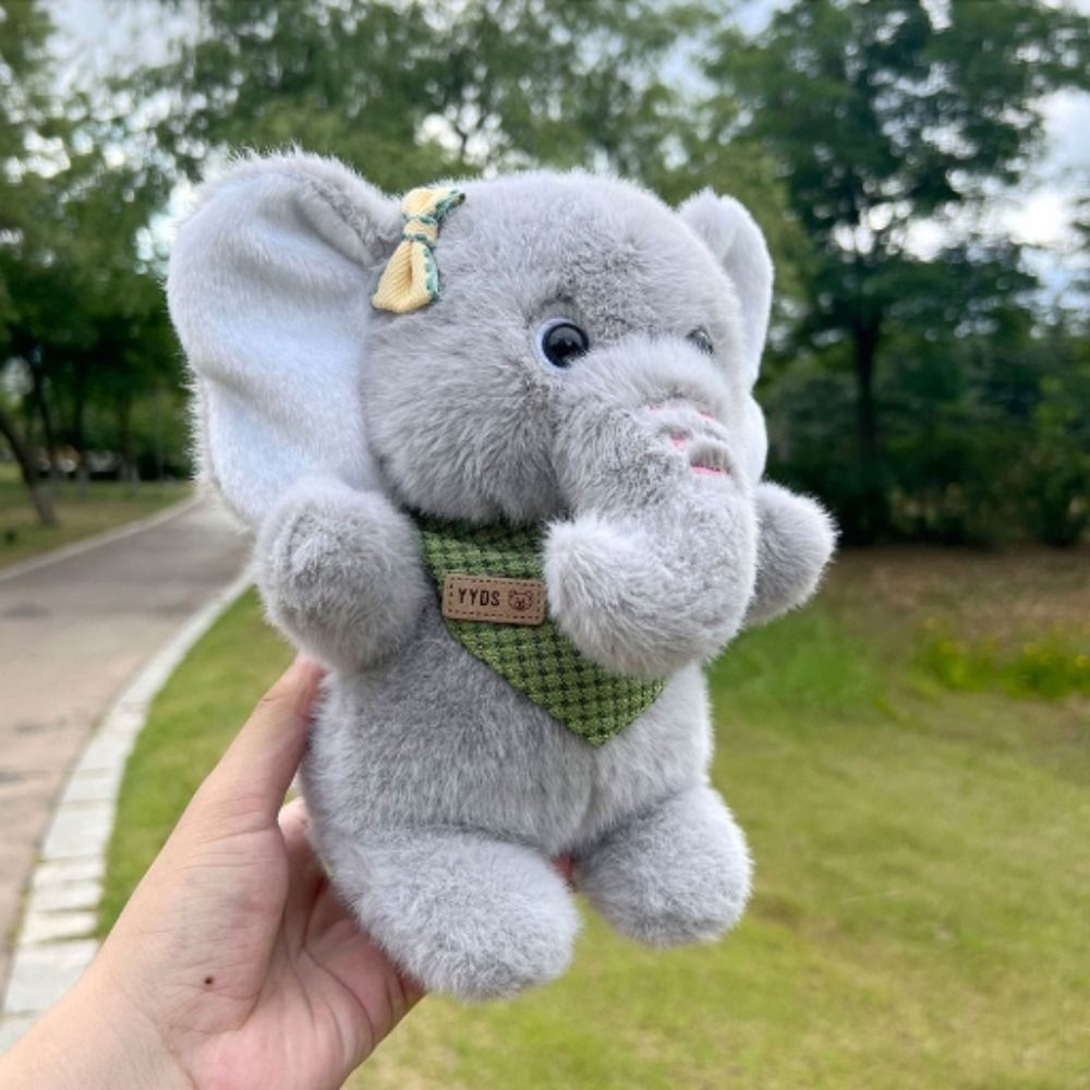 PERRY Elephant Plush Doll, PP Cotton Big Ear กอดของเล่นตุ๊กตา, Baby Appease ตุ๊กตาผ้าพันคอ Fluffy Bowknot ตุ๊กตาช้างของเล่นวันเกิดงานปาร์ตี้ - รูปที่ 3
