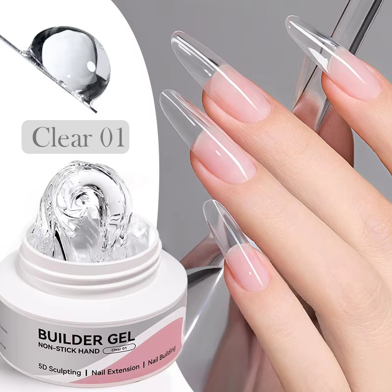 BORN PRETTY 60g Clear Non-Stick Hand Extension Gel Polish Milky White Quick Solid Bulding 3D Sculpting แกะสลักเล็บ Salon
