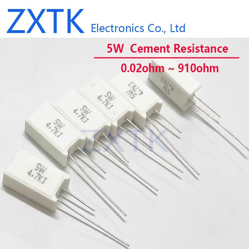 ใหม่ CHIP 5PCS 5W ความต้านทานซีเมนต์ 0.02R ~ 910R โอห์ม 0.1R 1R 10R 15R 22R 30R 33R 47R 51R 100R 330R 470R โอห์มตัวต้านทานซีเมนต์ 92YU