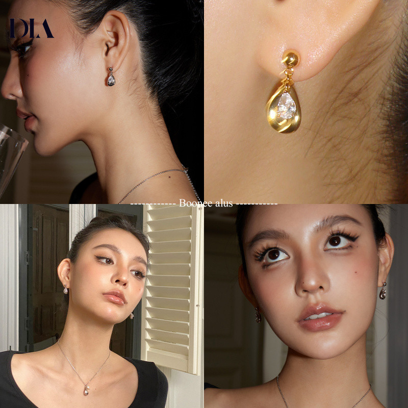 ต่างหูดีไซน์เฉพาะ High-End Water Drop_gem สำหรับผู้หญิง