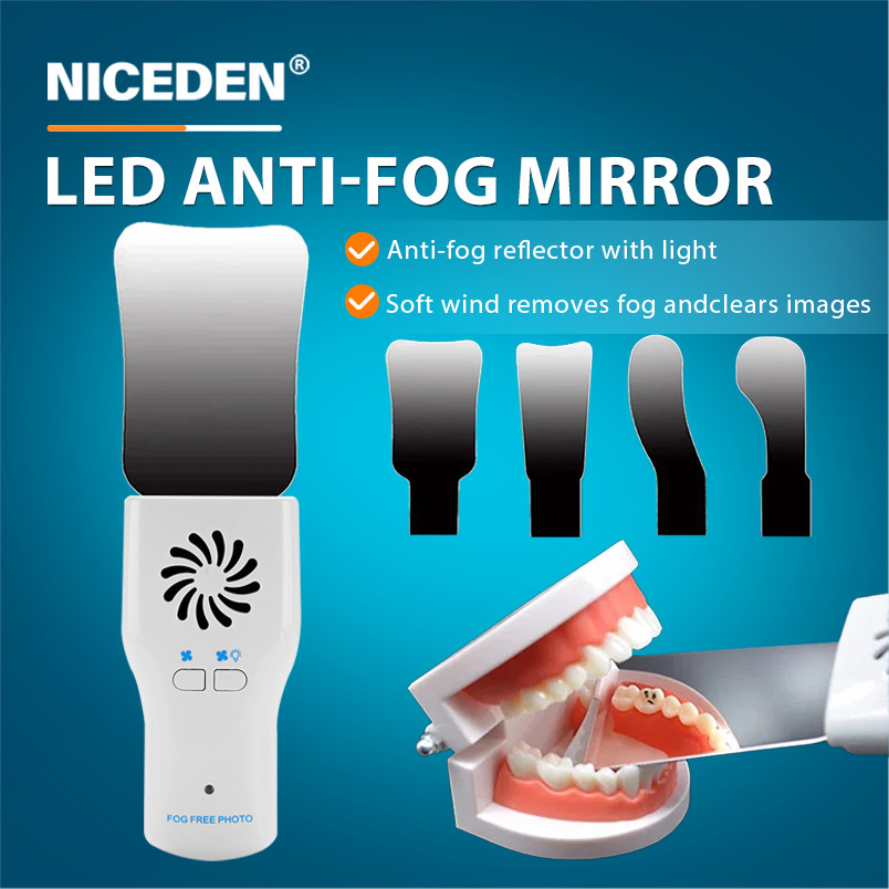 NICEDEN อุปกรณ์ทันตกรรม กระจกมองหลังอัตโนมัติ LED สเตนเลส ป้องกันหมอก ความแข็งสูง สําหรับทันตแพทย์