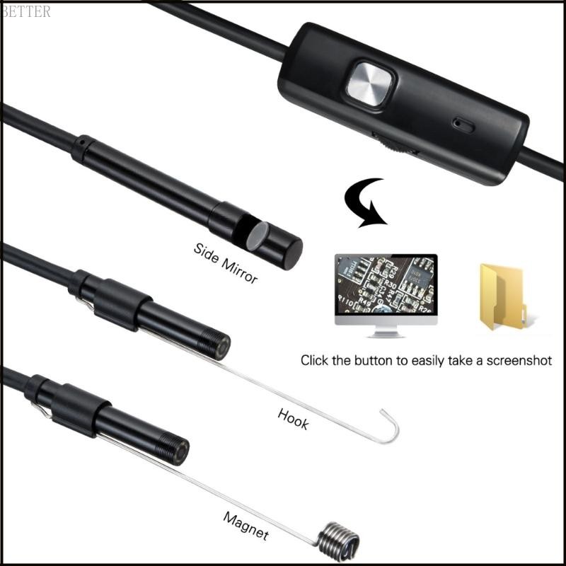 BETT กล้องเอนโดสโคป USB พร้อมไฟ LED ปรับได้ 6 ดวง กล้องงู Borescope