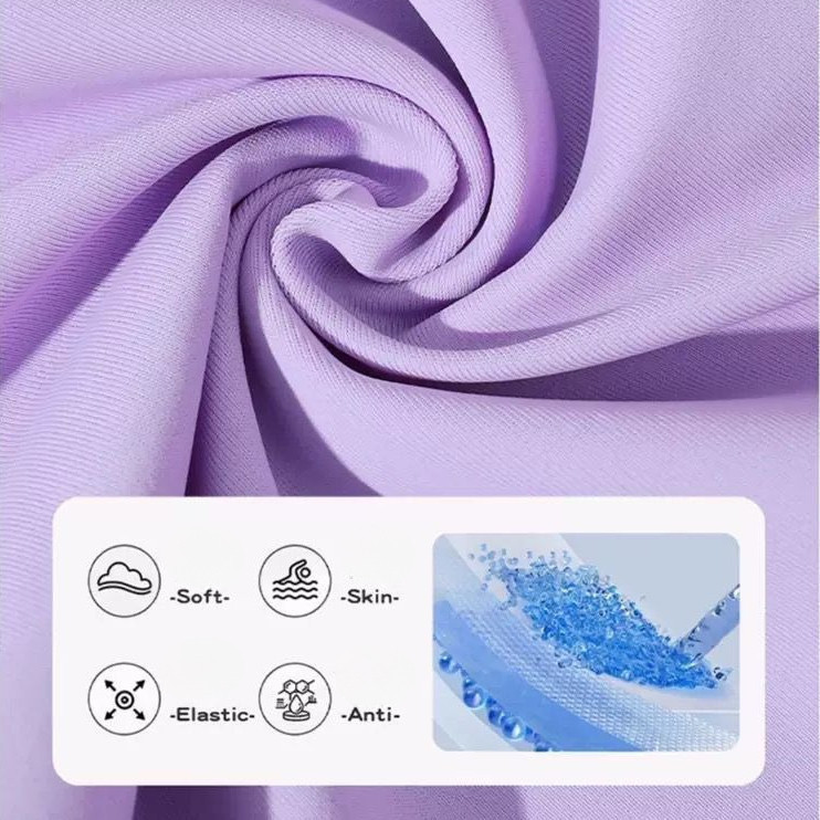 ชุดว่ายน้ำ Kuromi สำหรับเด็กหญิง แบบแขนยาวและขายาย พร้อมหมวกว่ายน้ำสีม่วง - รูปที่ 7