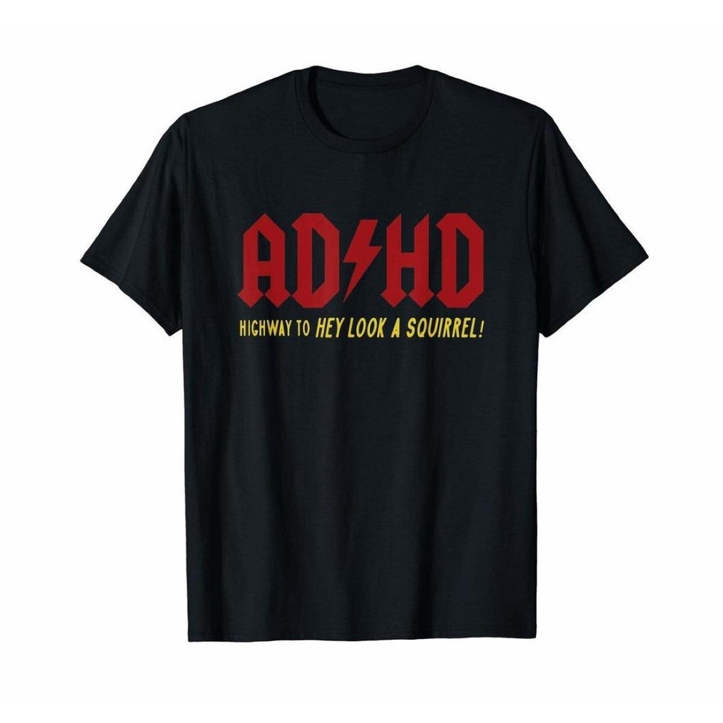 Gildan Super Low Price เสื้อกระรอก ADHD Road Style "Hey Look Squirrel" การพิมพ์รหัสที่สมบูรณ์สไตล์ลําลองทุกการแข่งขัน