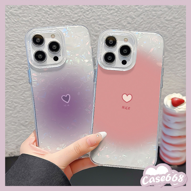 เคสไอโฟน15 11สำหรับ iPhone 16 11 15 13 12 14 Pro Max 7 8 15 14 16 Plus XR X XS ปกลายเปลือกหอยหัวใจรักแสนหวานสดใหม่