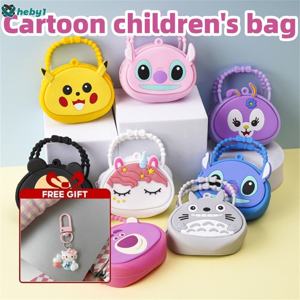 [ของขวัญฟรี] กระเป๋าถือซิลิโคนสำหรับเด็ก Sanrio กระเป๋าสตางค์เด็กผู้หญิงน่ารักอเนกประสงค์ เครื่องสำอาง ของขวัญของที่ระลึก กระเป๋าใส่เหรียญลายการ์ตูนเยลลี่ 3 มิติ heby1