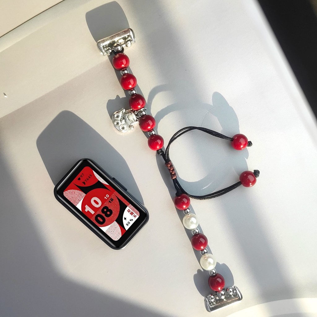 [Fuyunlai Grocery Stack] Available Huawei Bracelet 10/9/8 Strap Fu Cat Cinnabar Bracelets Retractabl