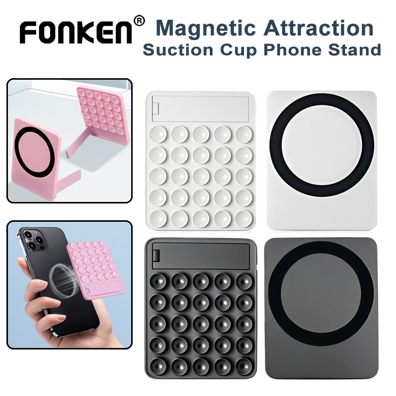 Fonken ที่วางโทรศัพท์ถ้วยดูดซิลิโคนพร้อมขาตั้งโทรศัพท์สําหรับ iPh 16/15/14