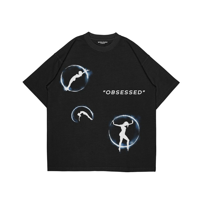 WRLDSTUDIOS_ เสื้อยืด OBSESSED สีดํา 20s