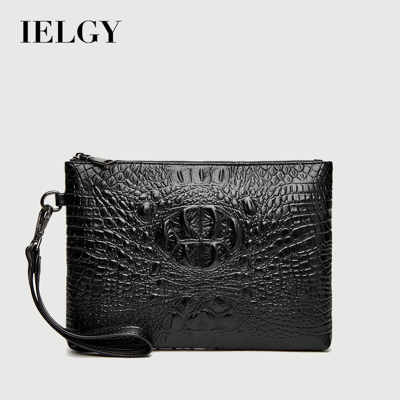 IELGY กระเป๋าคลัทช์พิมพ์ลายจระเข้สําหรับผู้ชาย