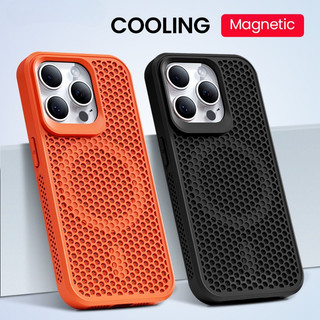 รังผึ้งระบายความร้อนแม่เหล็กเคสโทรศัพท์สําหรับiPhone 16 Pro Max 11 12 13 14 15 Pro Maxกระจายความร้อนกันกระแทกฝาหลังด้านข้างกันลื่นป้องกันปลอกสําหรับiPhone 15 14 16 Plus