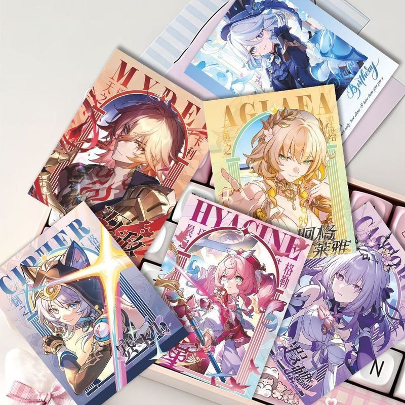 9 ชิ้น/แพ็คเกม Merch แฟนคอลเลกชันการ์ดตัวละคร Kabukimono Cifera Focalors Hyacine Balladeer Scaramouc