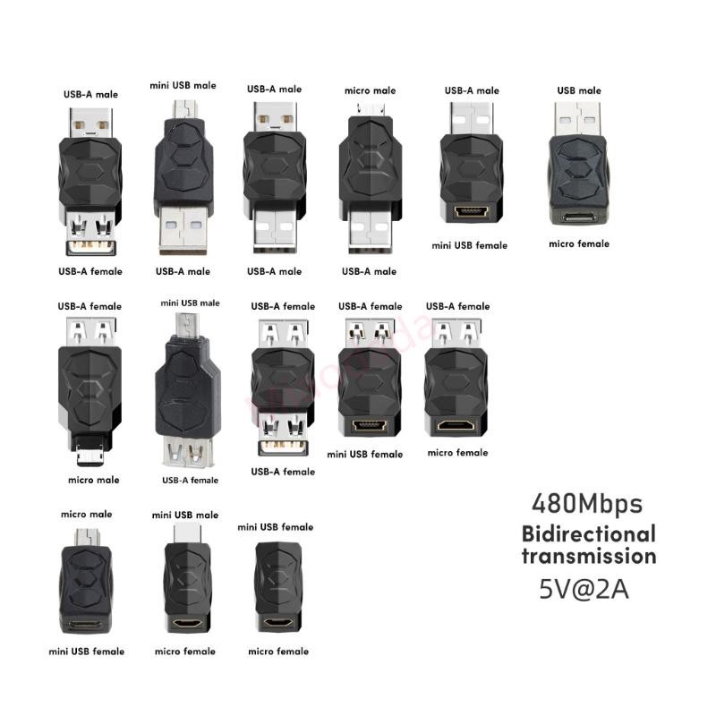 อะแดปเตอร์ MDD USB ตัวแปลง Micro USB เป็น Mini USB ชายหญิงแบบสองทิศทาง 480Mbps