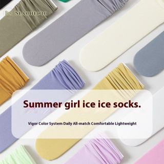 ถุงเท้าผ้าไหมน้ำแข็งระบายอากาศดี กันUV ลายสól>