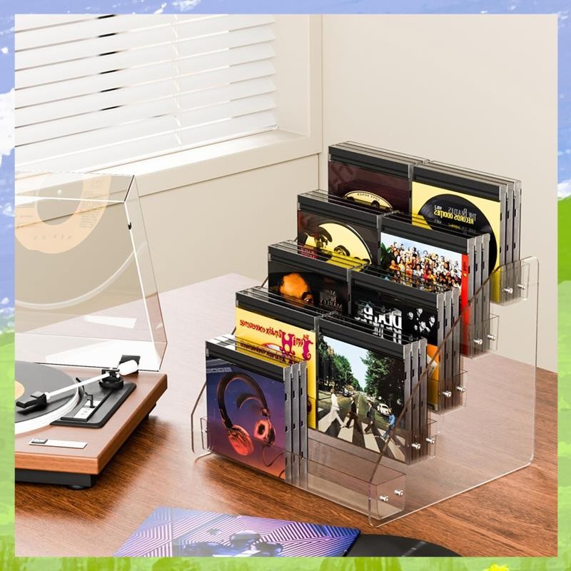 CD Holder 5 ชั้น, Clear CD Organizers, CD Display Rack ถือสูงสุด 30 มาตรฐาน DVD สําหรับ Media Shelf 