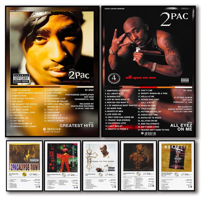 2Pac เพลงอัลบั้ม Aesthetic Images ยอดนิยม Hip Hop Rap นักร้อง Tupac Room โปสเตอร์ A3 ตกแต่งบ้าน