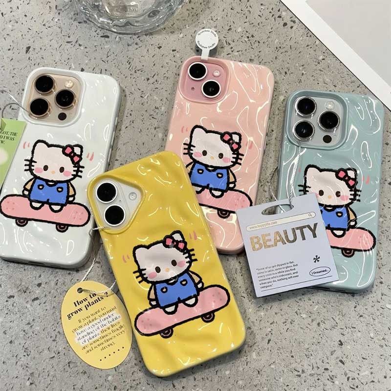 Wave พับสเก็ตบอร์ด kt cat สําหรับ iPhone กรณี 16promax 16pro 16plus 15plus 15 15promax 14promax 13pr