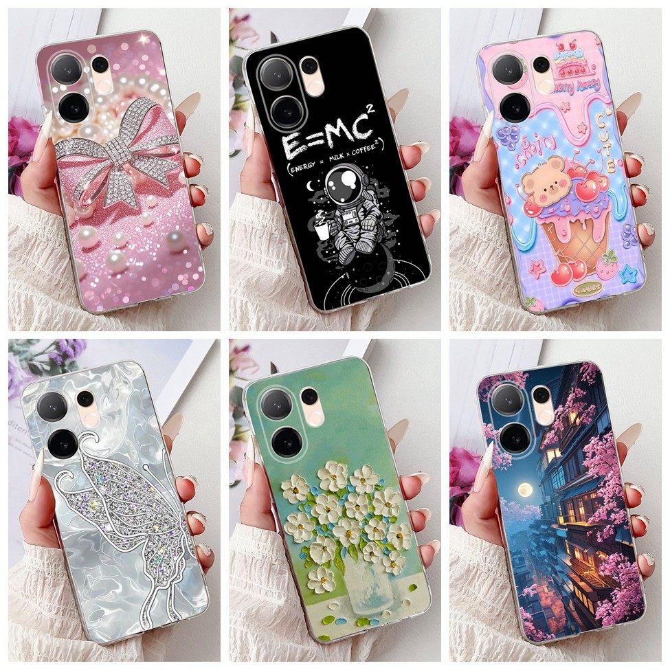 Vivo V60 5G กรณีน่ารักการ์ตูนหรูหรา Cool ชายหญิงแฟชั่นผีเสื้อฝาครอบกันชน VivoV60 5G เคสโทรศัพท์ 6.77