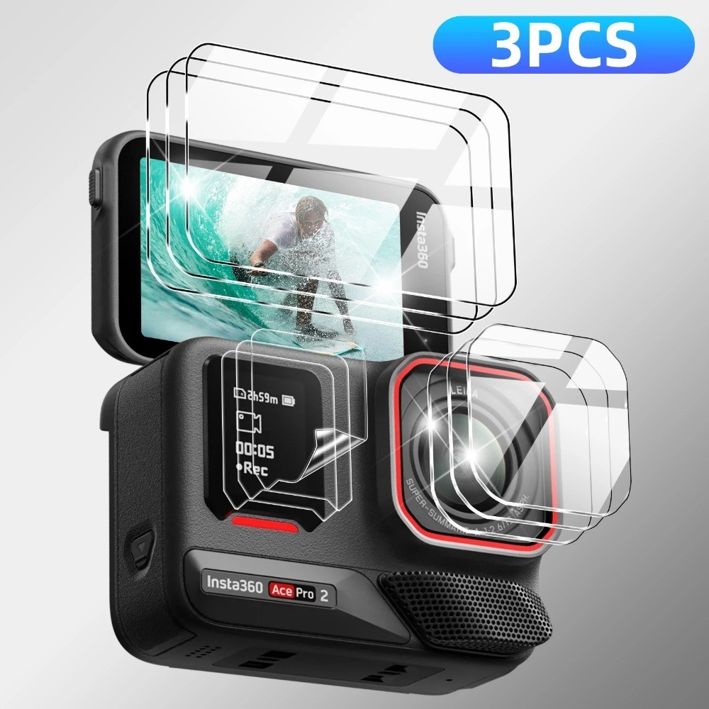 กระจกนิรภัยสําหรับ Insta360 Ace Pro 2 หน้าจอกล้องเลนส์ Protector ฟิล์มแก้วสําหรับ Insta 360 Ace Pro 