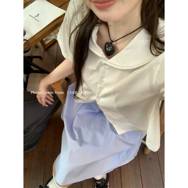 2025 Amoi Pure สีวรรณกรรม Lady สไตล์ญี่ปุ่น Preppy สไตล์ลดอายุ Super Slimmer ดูปกเนื้อ All-Match หวา